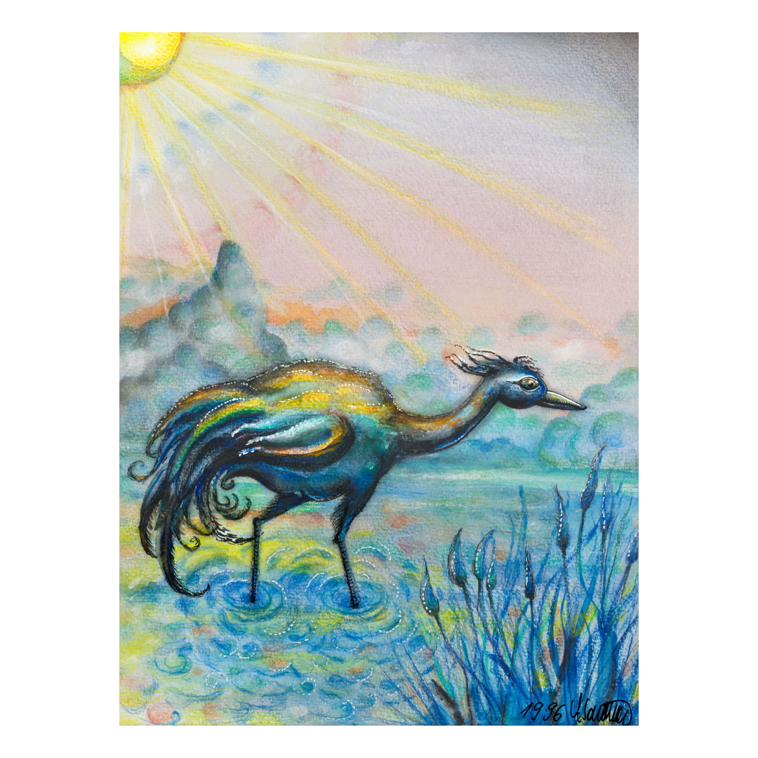 "Sonnenvogel" Kunstdruck auf AluDibond