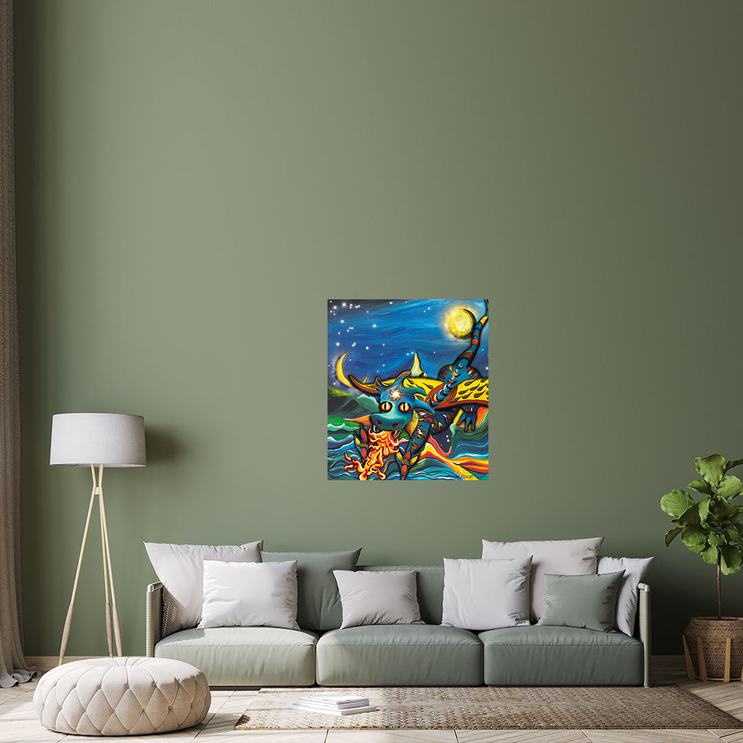 "Drache" Kunstdruck auf AluDibond