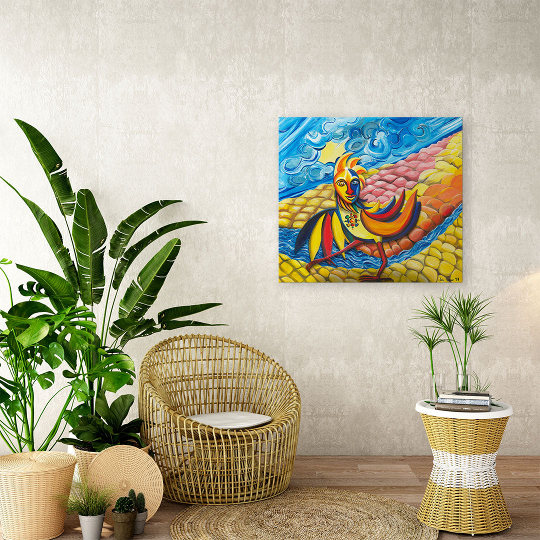 "Sehender Grenzgänger" Kunstdruck auf AluDibond