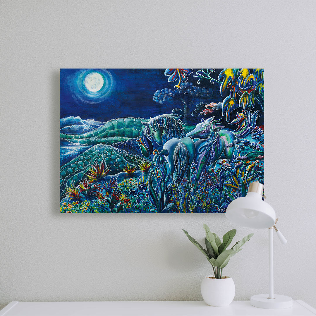 "Die Mondpferde" Kunstdruck auf AluDibond
