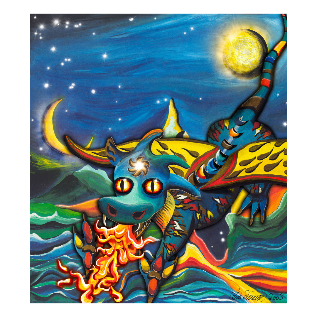 "Drache" Kunstdruck auf AluDibond