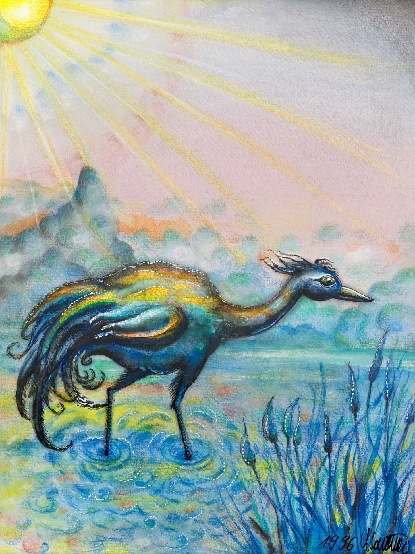 Kunstdruck auf Alu Dibond "Sonnenvogel"