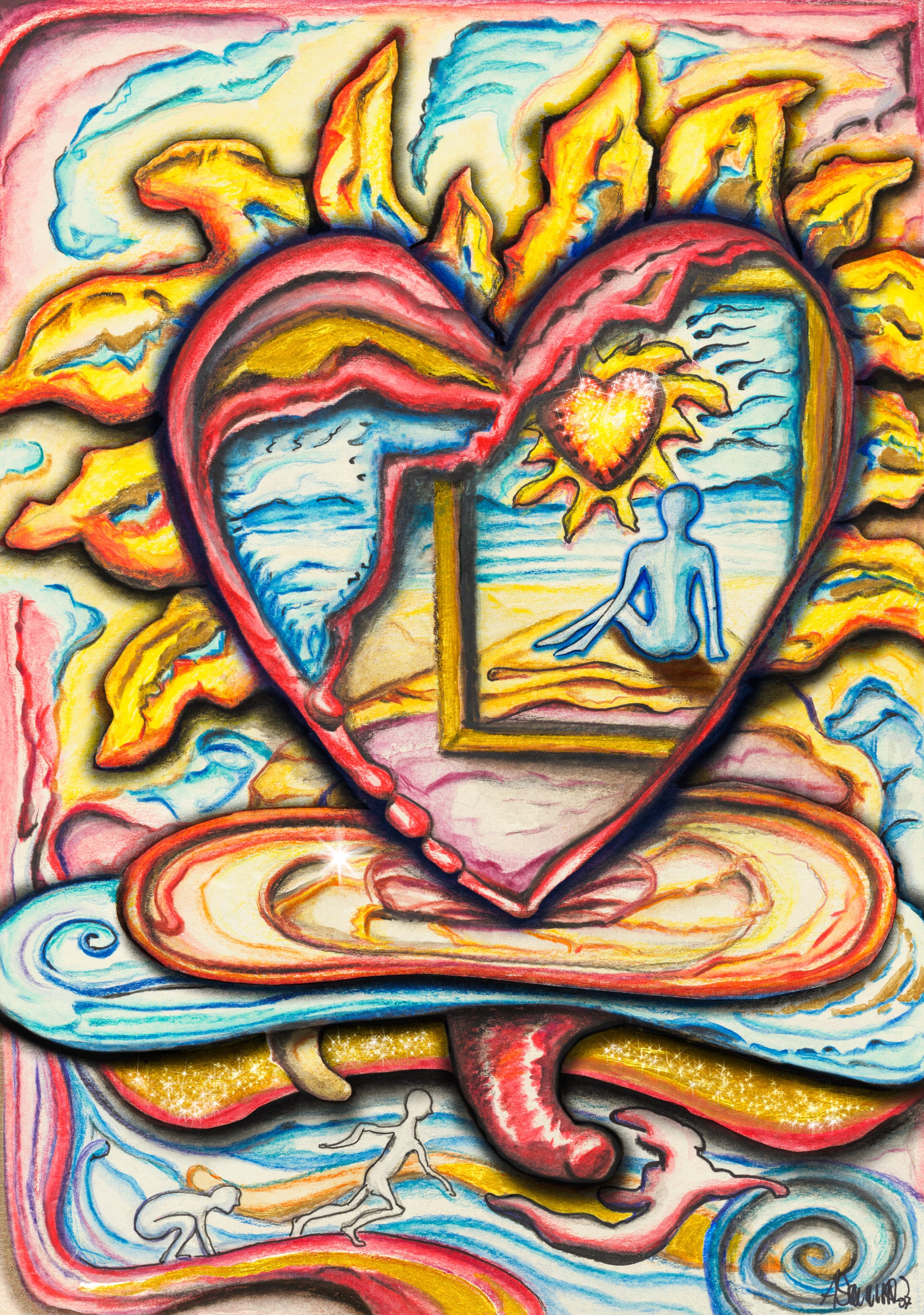 Kunstdruck auf Alu Dibond "Flammendes Herz"